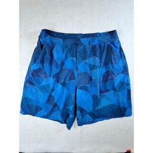 Lululemon Mens Pace Breaker 7 Inch Shorts XXL Blue Geometric Camo Mesh Back
